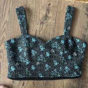 Anthropologie Black and Blue Floral Blouse